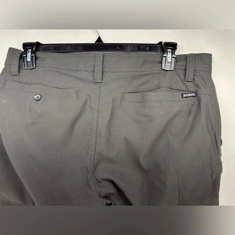 Prana Alameda Pants Gray Zip Fly Slim‎ Fit Straight Hiking Trousers Mens 35x32